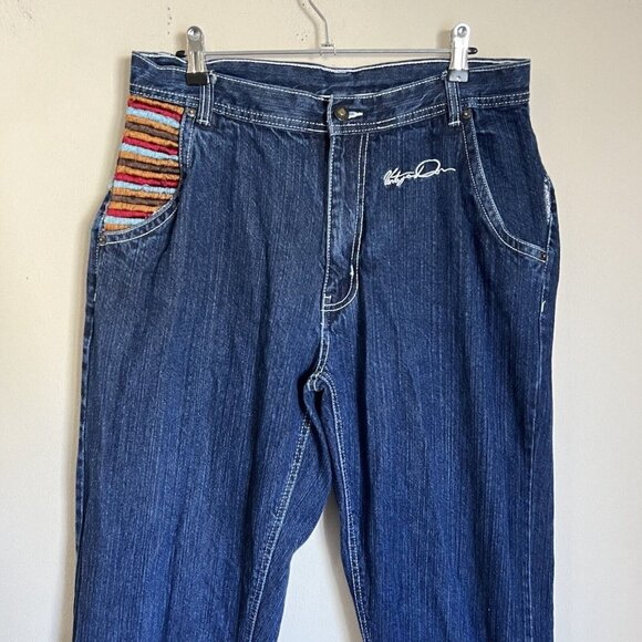 Vintage Don Men Size 32 X 30 Baggy Straight Jeans Logo Embroidered Hip Hop READ - Picture 3 of 6